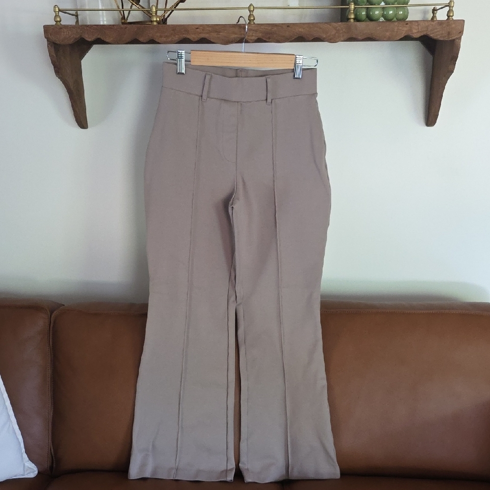 Quince Taupe Boot-Cut High-Waist Pants